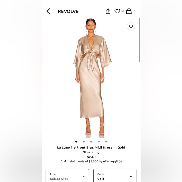 Shona Joy (size 4) NWOT - La Lune Tie Front Bias Midi Dress. - Picture 1 of 3